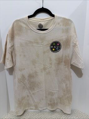 Maui and Sons Cream Tie-Dye Tee with Colorful Logo